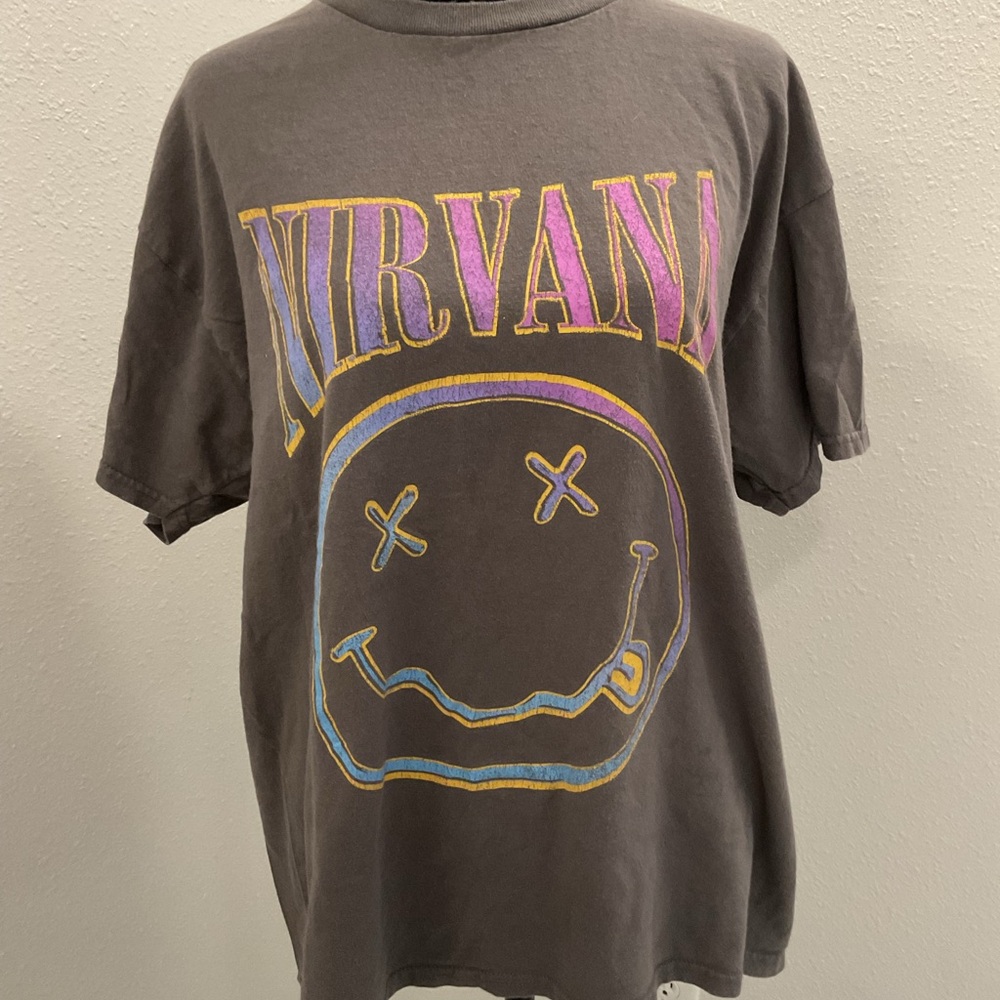 NIRVANA Gray Tee with Multicolor Logo